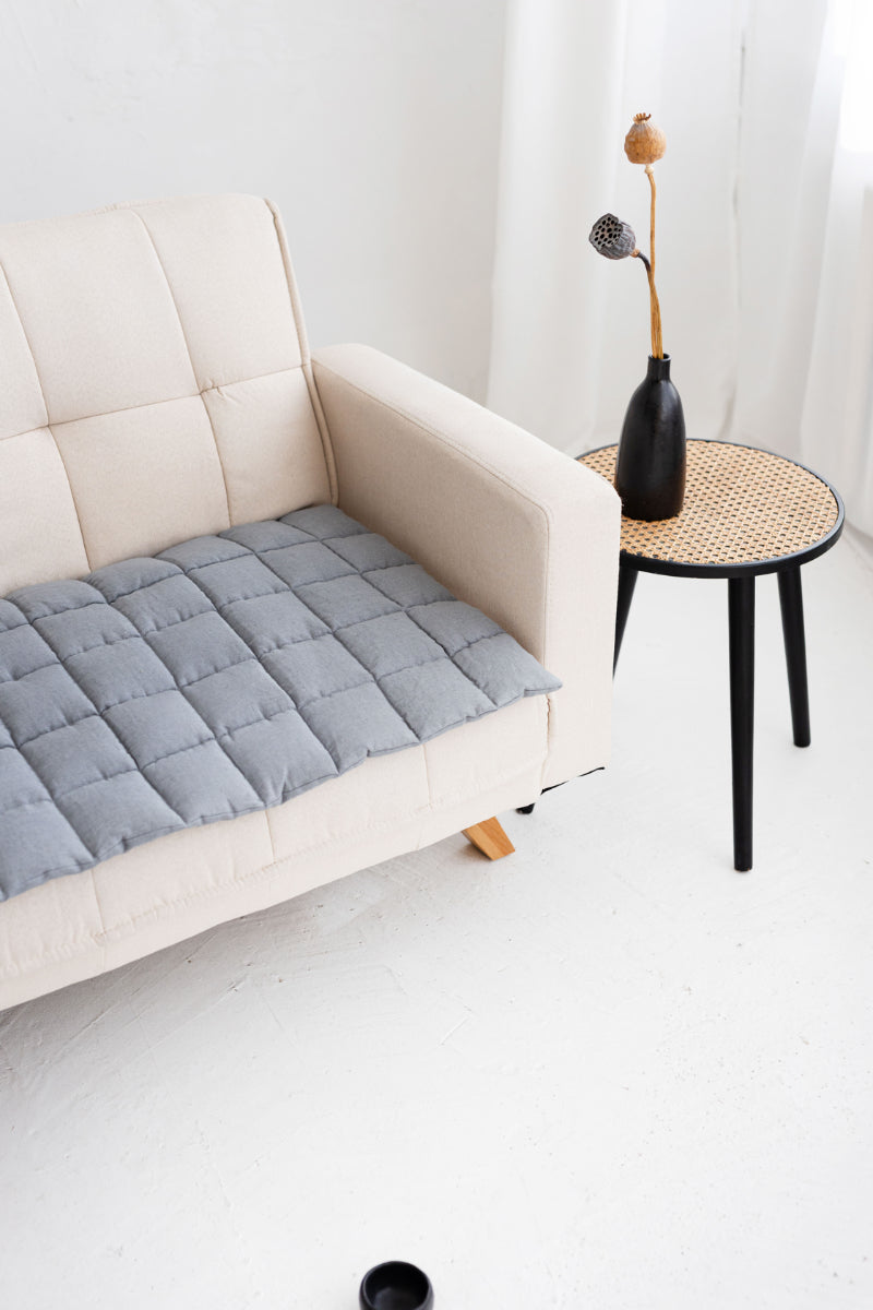 quilted linen couch cover