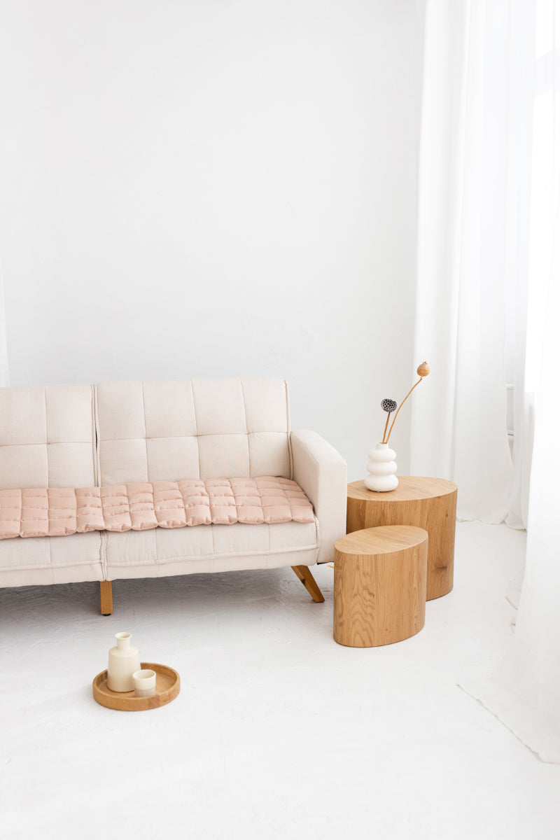 quilted linen couch cover