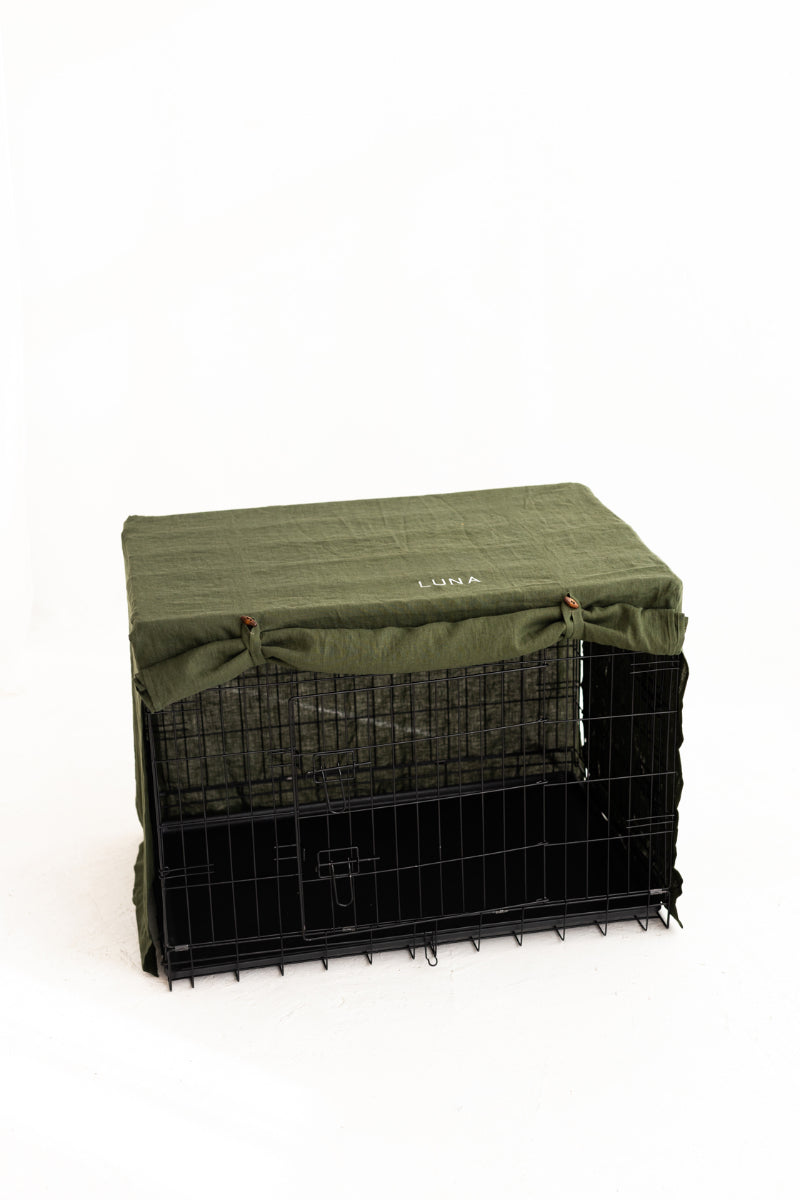 linen dog crate cover