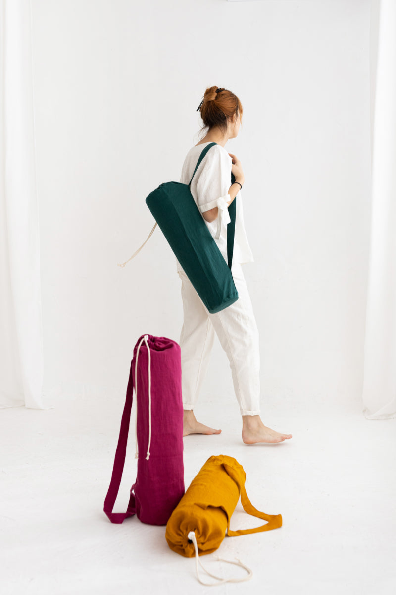 linen yoga mat bag