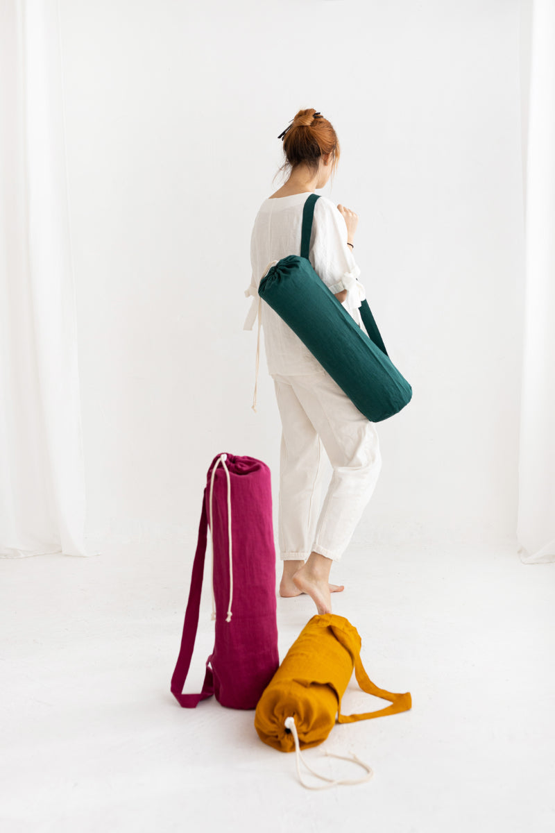 linen yoga mat bag