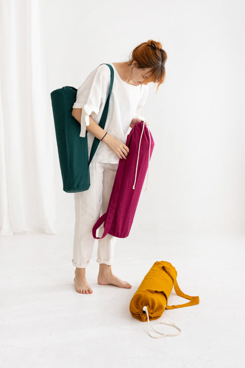 linen yoga mat bag