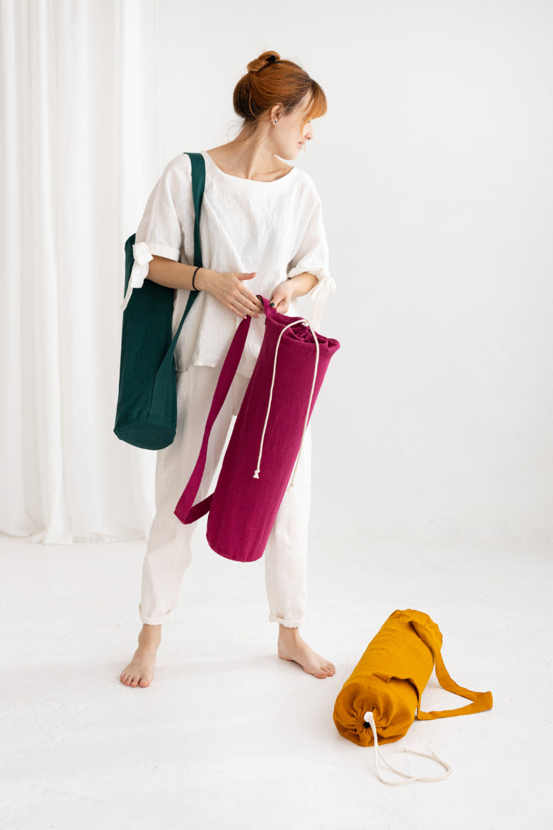 linen yoga mat bag