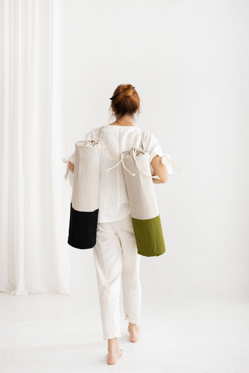 linen yoga mat bag