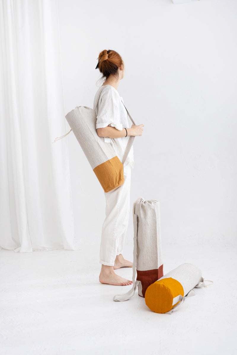 linen yoga mat bag