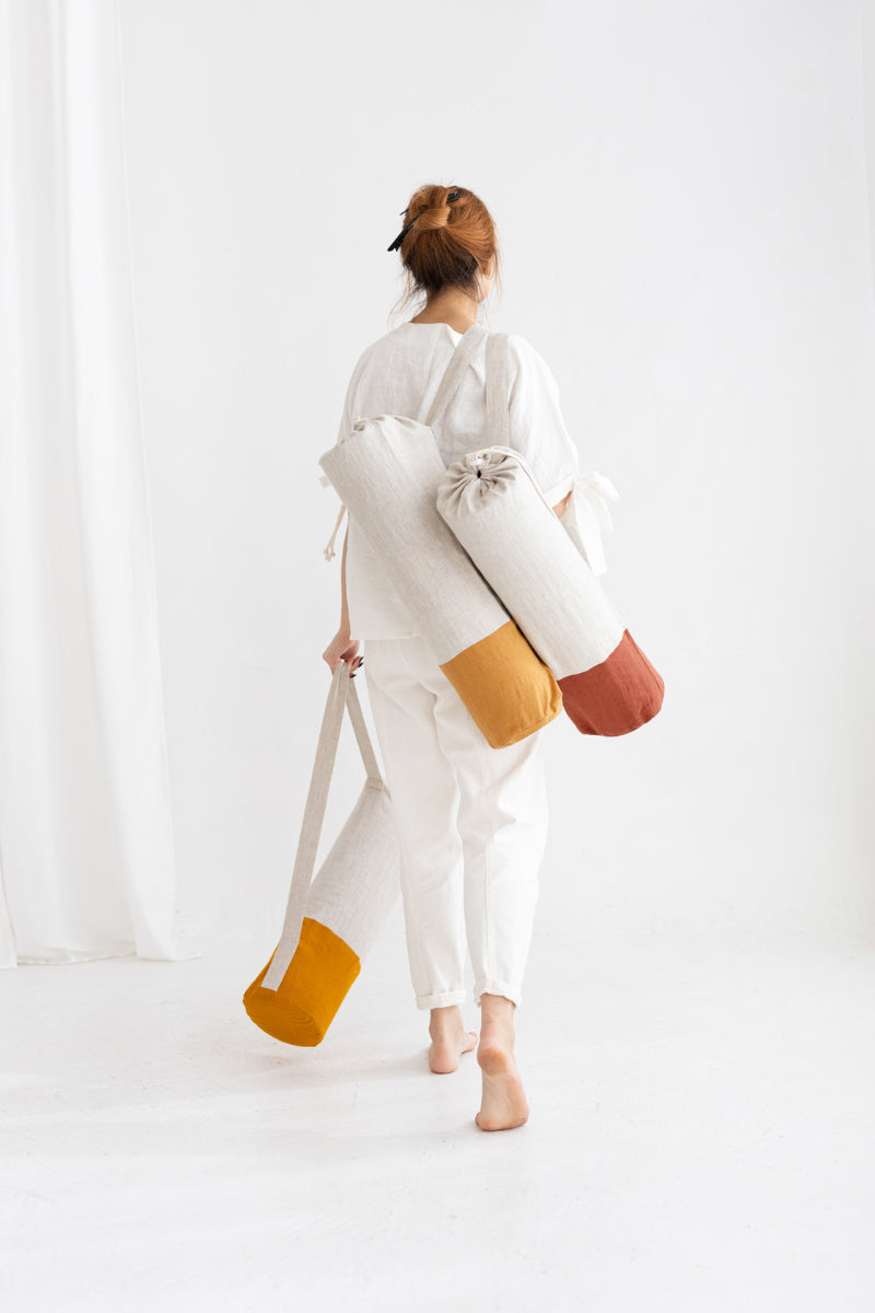 linen yoga mat bag