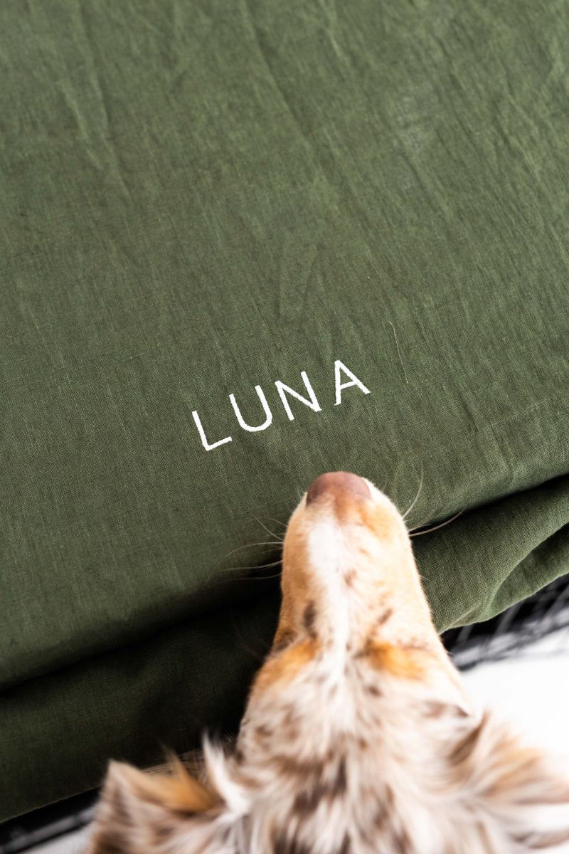 linen dog crate cover