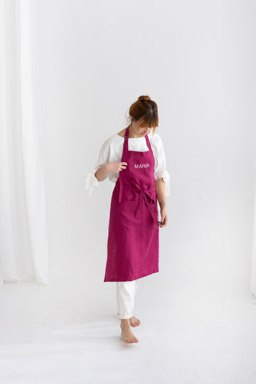 embroidered linen apron