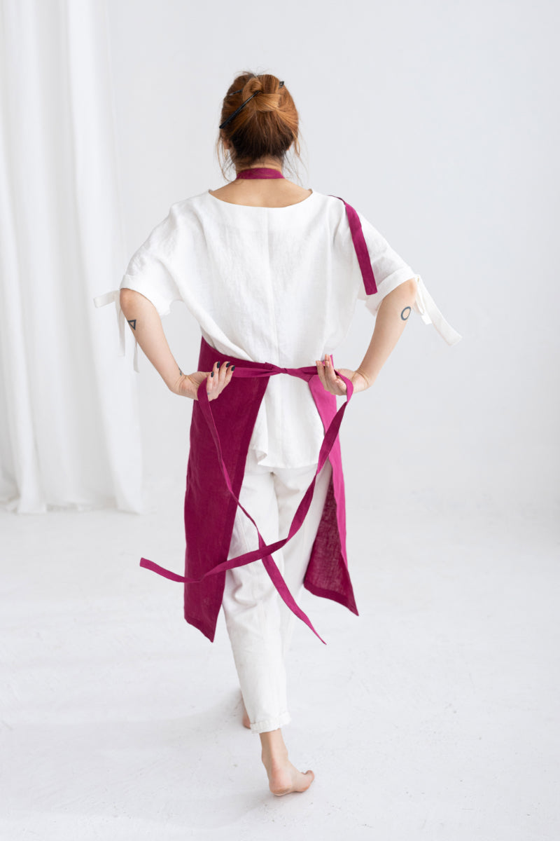 embroidered linen apron