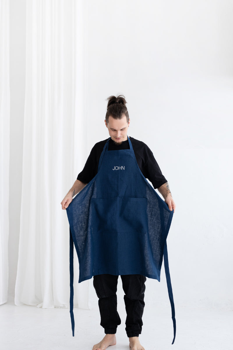embroidered linen apron