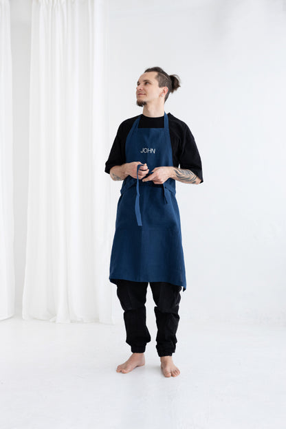 embroidered linen apron