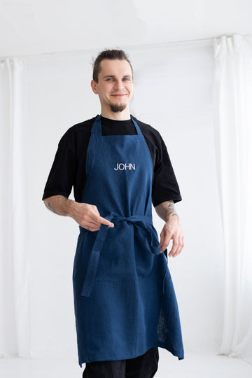 embroidered linen apron