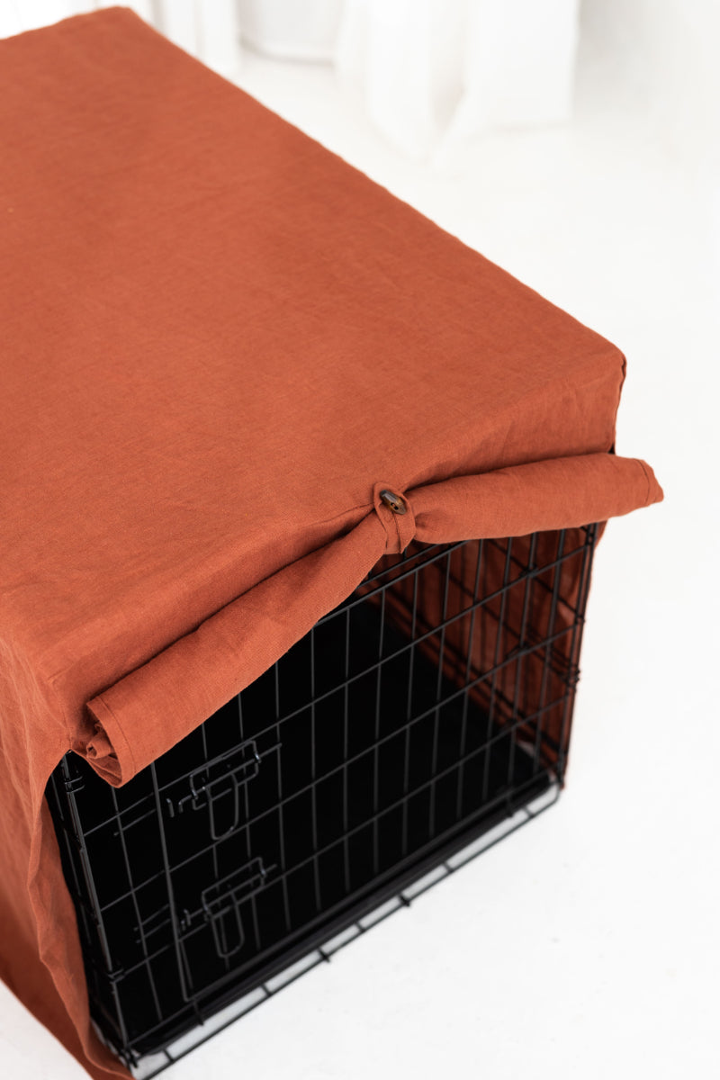 linen dog crate cover