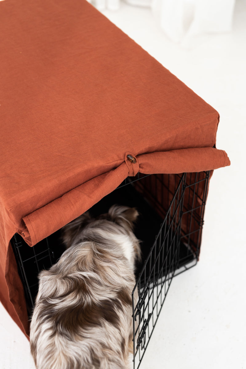 linen dog crate cover