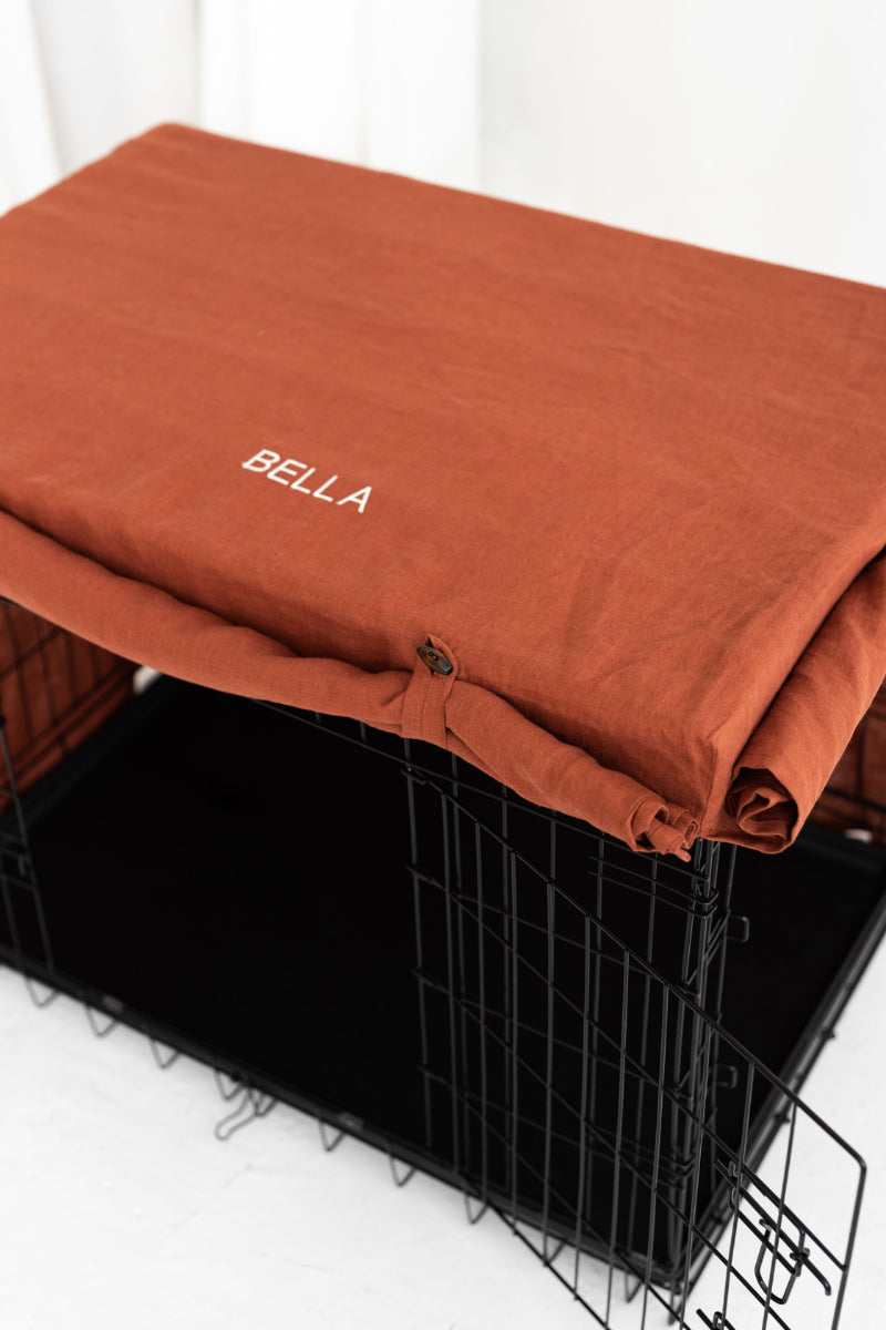 linen dog crate cover