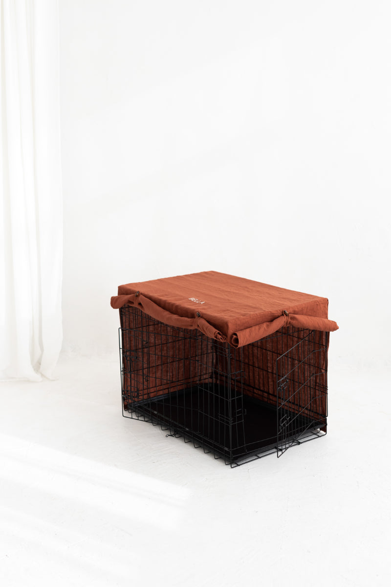 linen dog crate cover