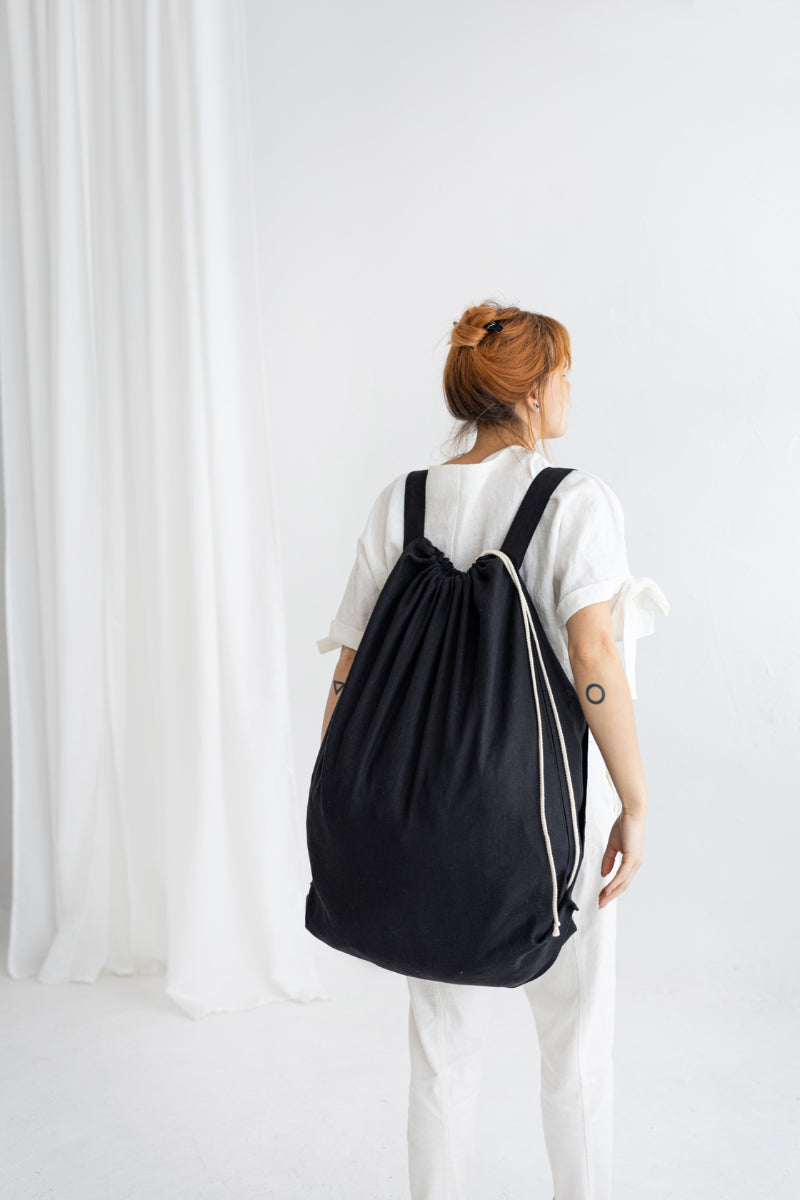 linen laundry backpack