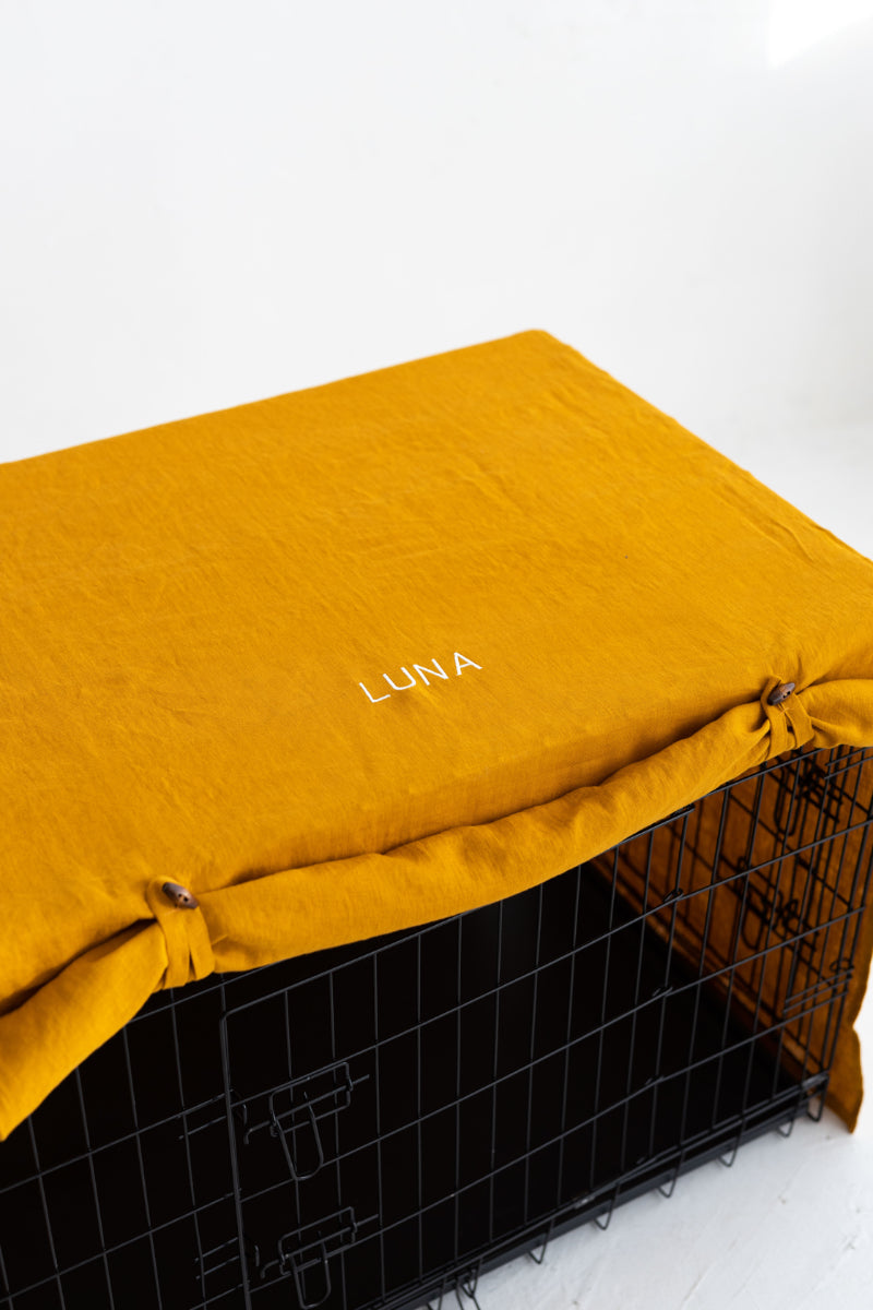 linen dog crate cover