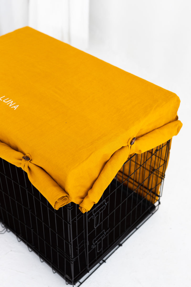 Photo inspiration: Fresh Look at Personalized Linen Dog Crate Cover