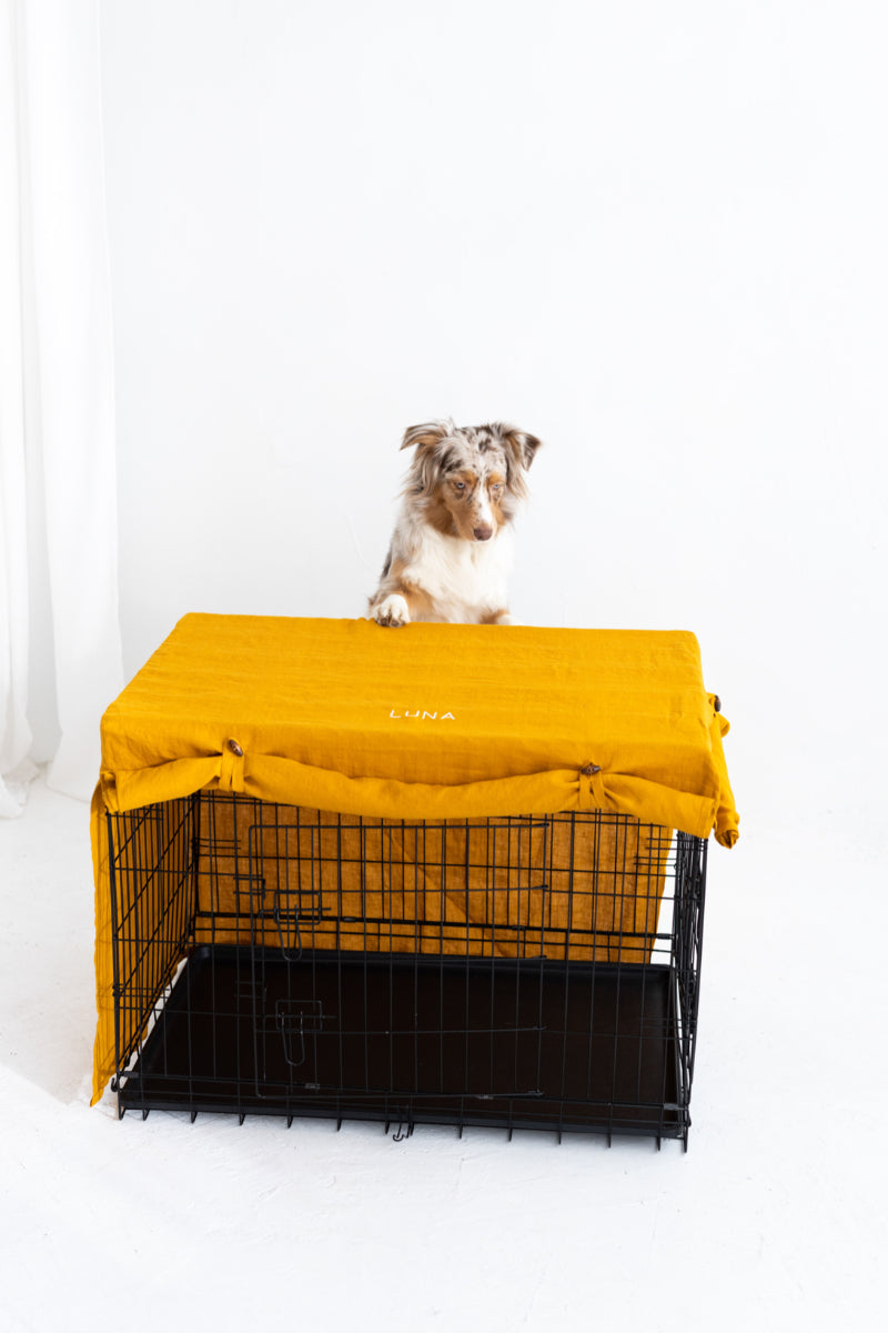 linen dog crate cover