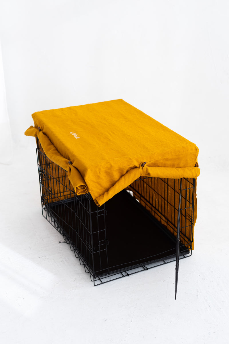 linen dog crate cover