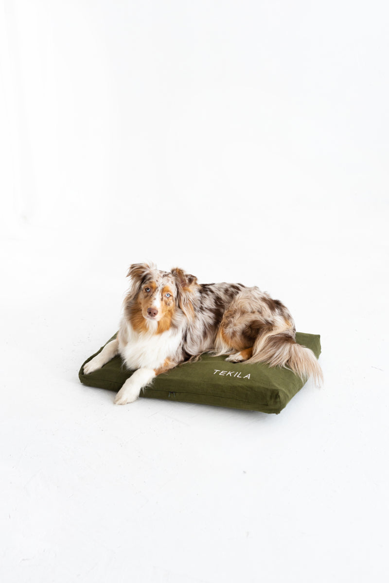 linen dog bed cover