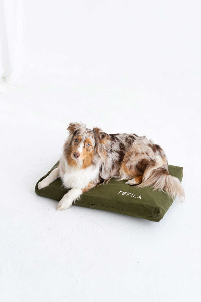 linen dog bed cover