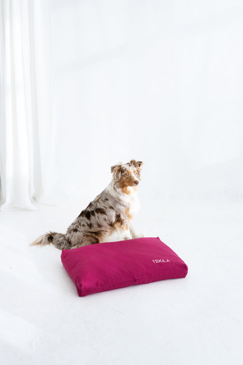 linen dog bed cover