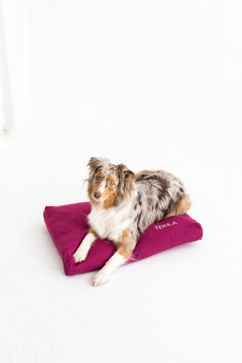 linen dog bed cover