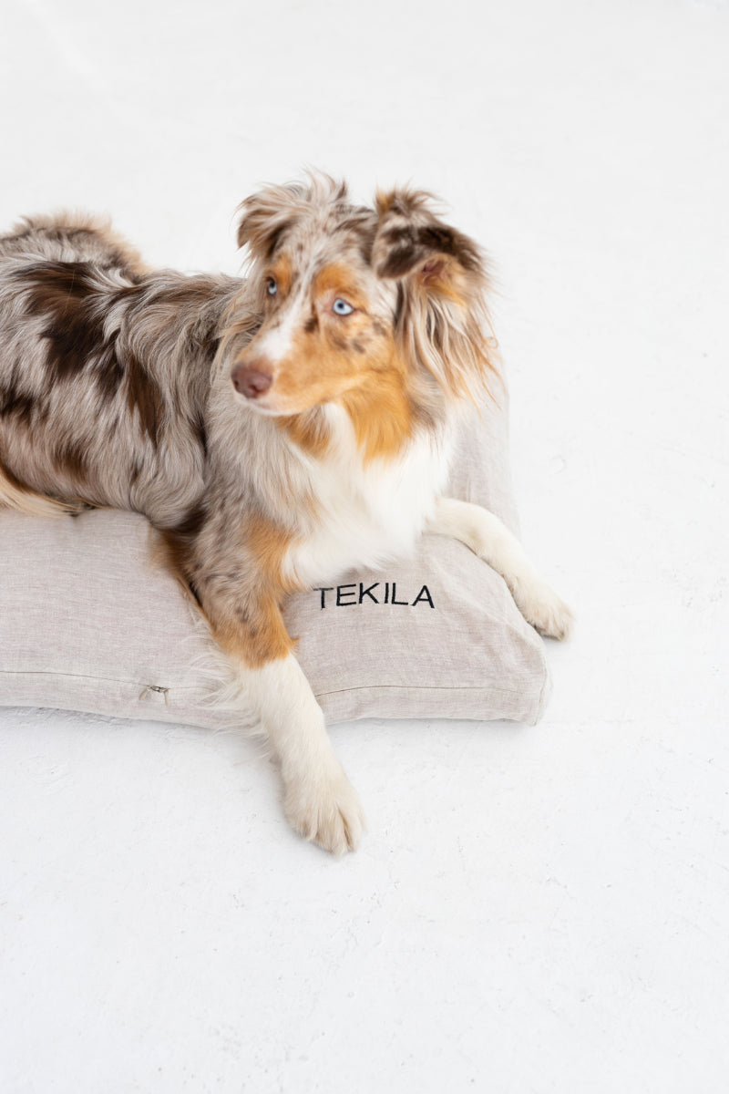 linen dog bed cover