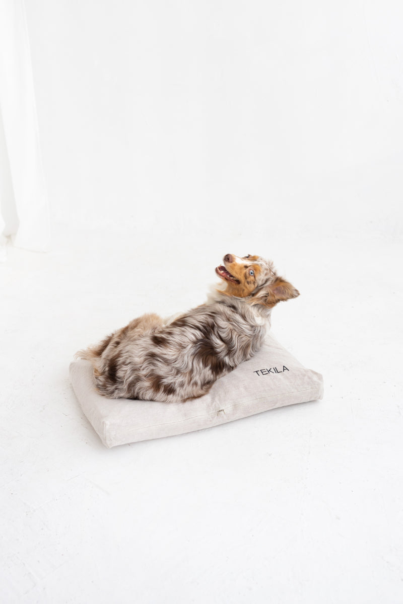 linen dog bed cover