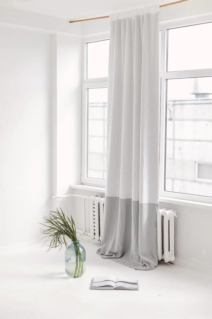 55&quot;/140 CM WIDTH COLOR BLOCK Linen Curtain With Blackout Lining