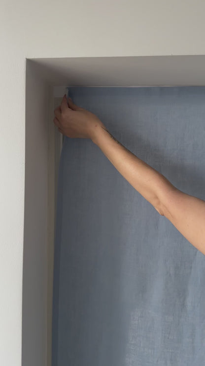 linen color block noren curtain with velcro tape