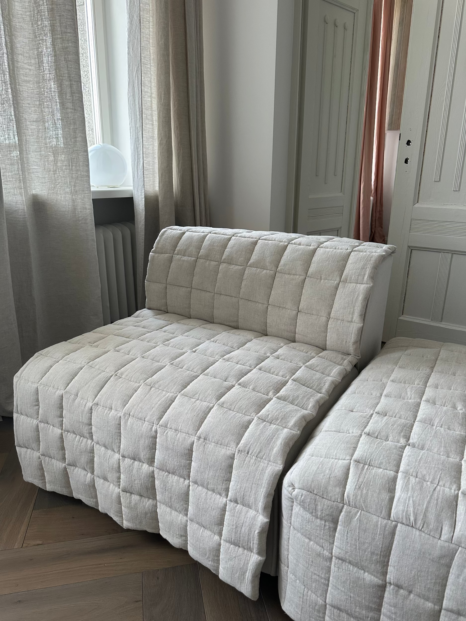 quilted linen sofa cover