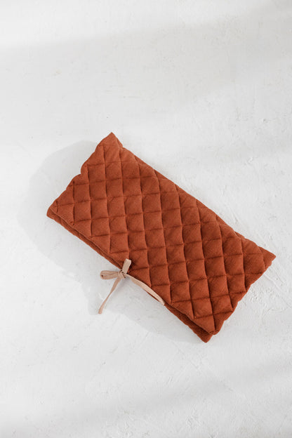 Quilted Linen Baguette Handbag