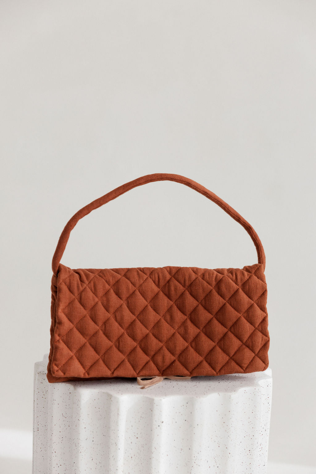 Quilted Linen Baguette Handbag