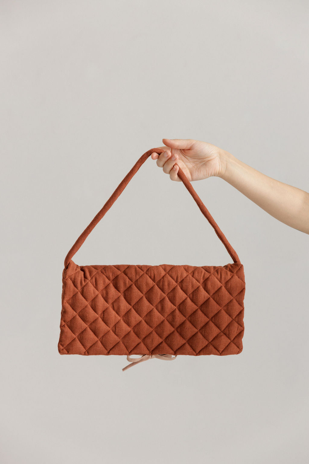 Quilted Linen Baguette Handbag