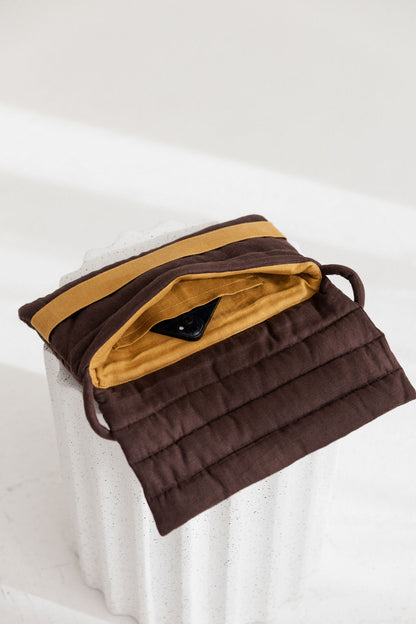 Quilted Linen Shoulder Bag
