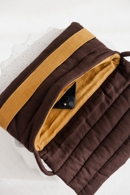 Quilted Linen Shoulder Bag