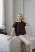 brown linen blouse