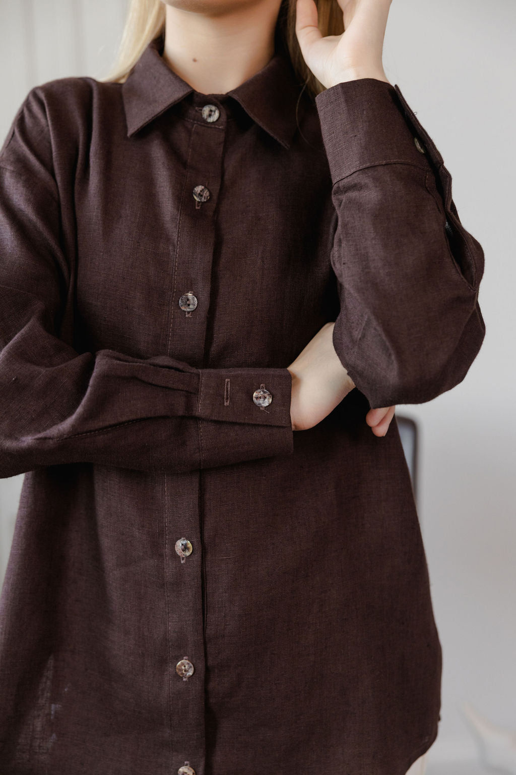 brown linen women&