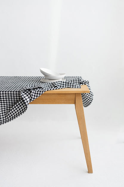 black gingham linen tablecloth