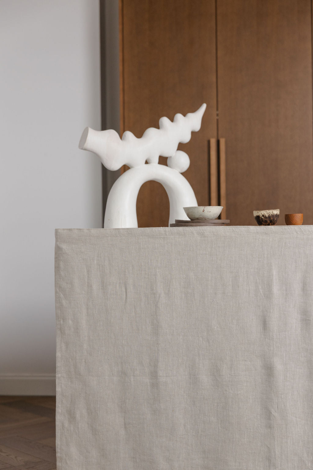 Natural Light Linen Sink Skirt With Velcro