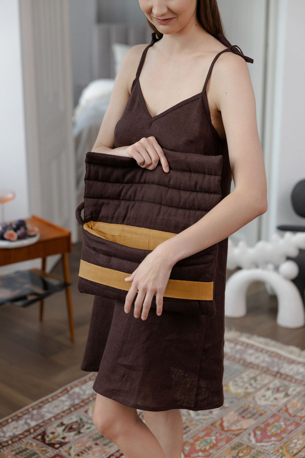 Quilted Linen Shoulder Bag