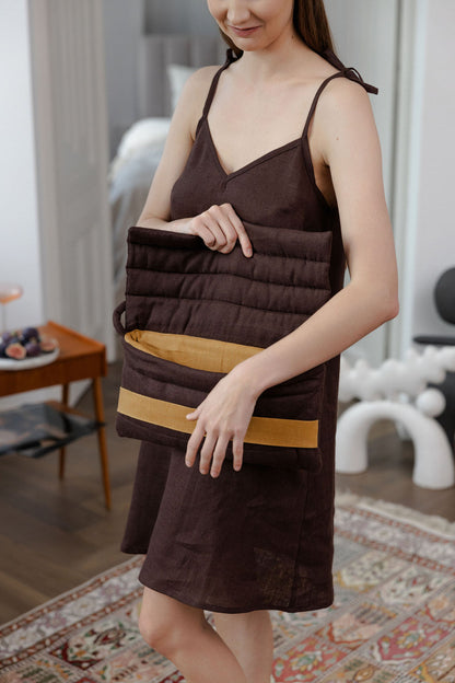 Quilted Linen Shoulder Bag
