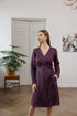 Plum linen dress with long sleeves