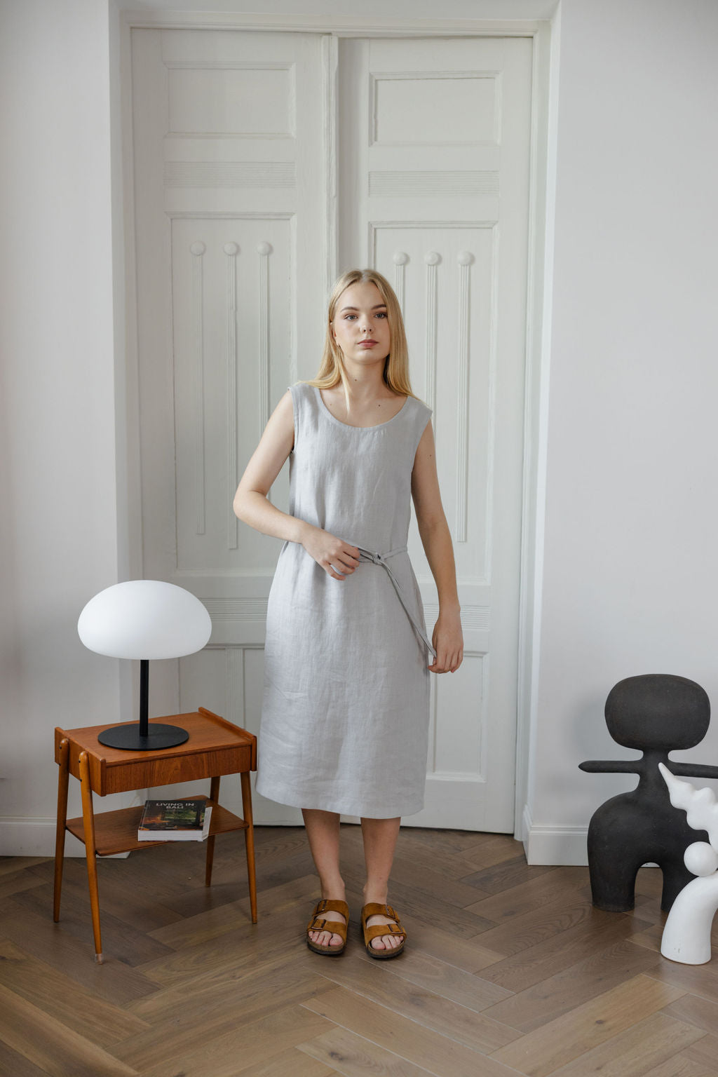 Linen Midi Dress with Pockets