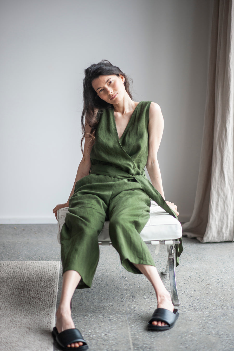 linen wrap jumpsuit