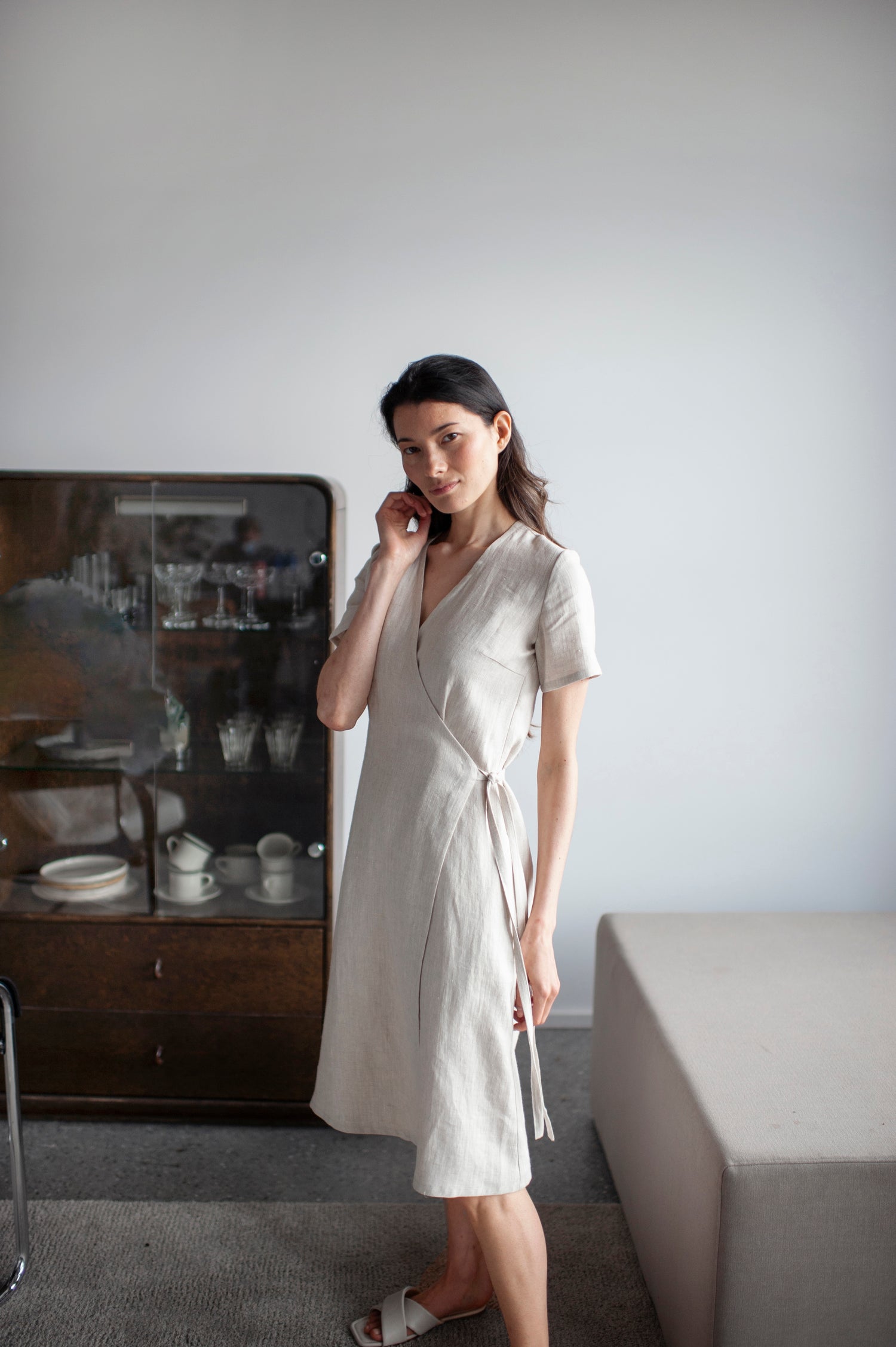 Natural light Linen Wrap Dress | SAND SNOW LINEN Sand Snow Linen Natural light Linen Wrap Dress | SAND SNOW LINEN Sand Snow Linen