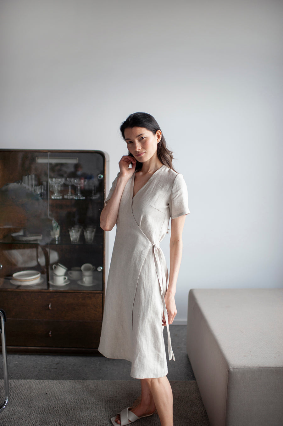 linen wrap dress